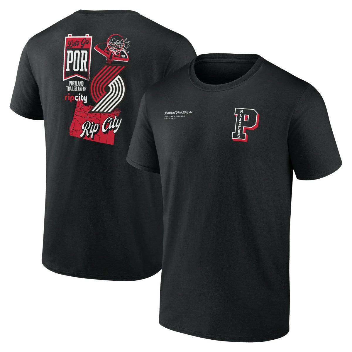 Portland Trail Blazers Split Zone T-Shirt Black