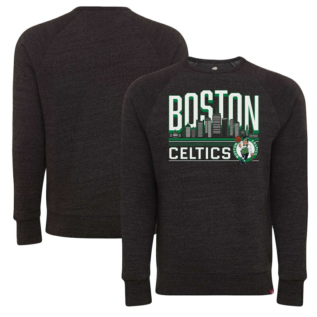 Boston Celtics Sportiqe Unisex Harmon Super Soft Tri-Blend Raglan Pullover Sweatshirt Heather Black