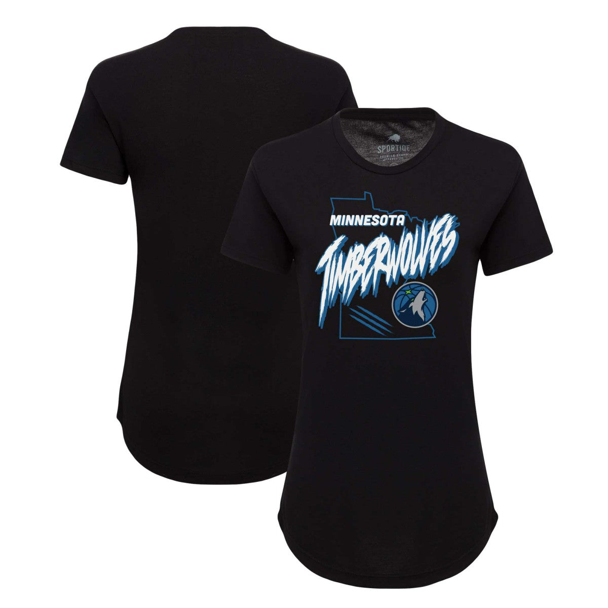 Minnesota Timberwolves Sportiqe Women's Phoebe Super Soft Tri-Blend T-Shirt Black