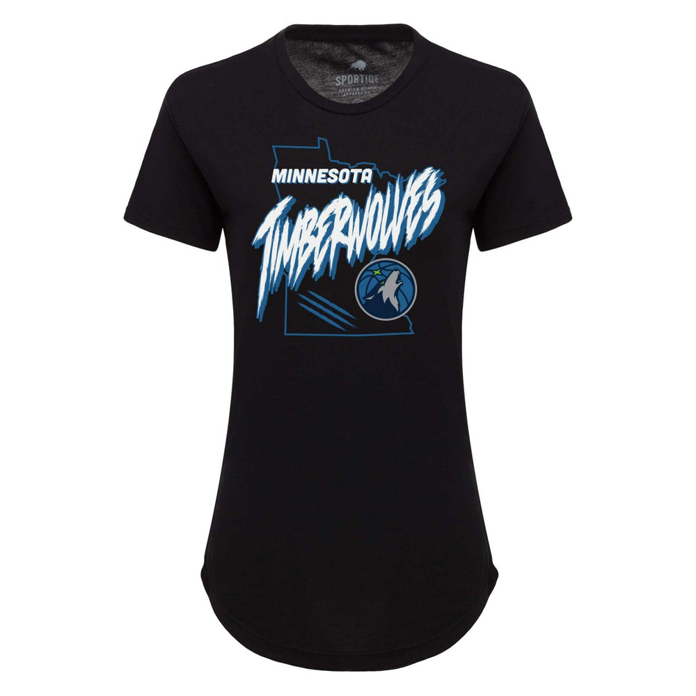 Minnesota Timberwolves Sportiqe Women's Phoebe Super Soft Tri-Blend T-Shirt Black
