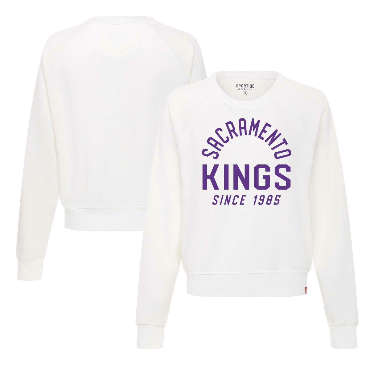 Sacramento Kings Sportiqe Women's Ashlyn Super Soft Raglan Pullover Sweatshirt White