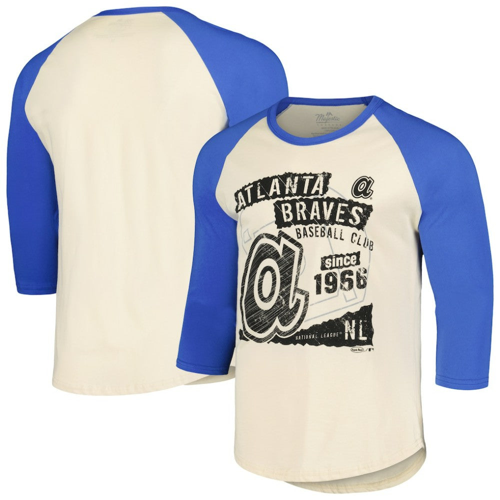 Atlanta Braves Majestic Threads Raglan 3/4-Sleeve T-Shirt Discount