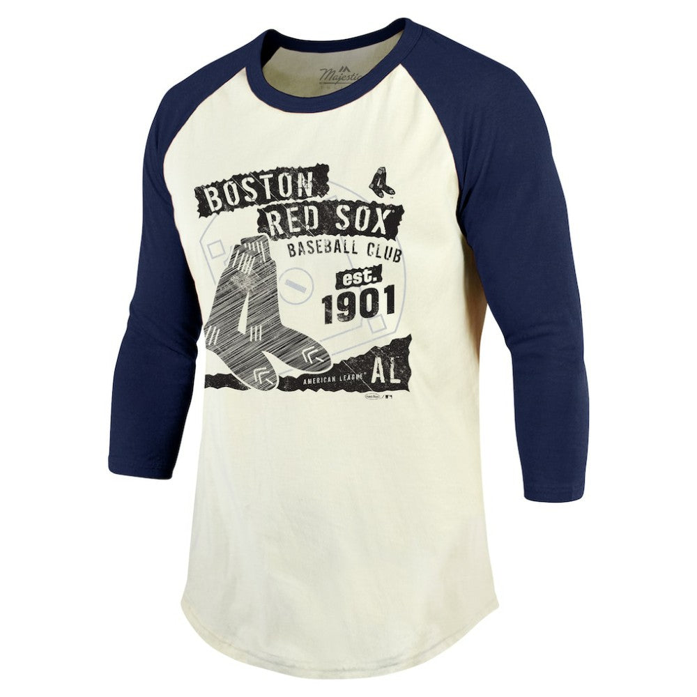 Boston Red Sox Majestic Threads Raglan 3/4-Sleeve T-Shirt Discount