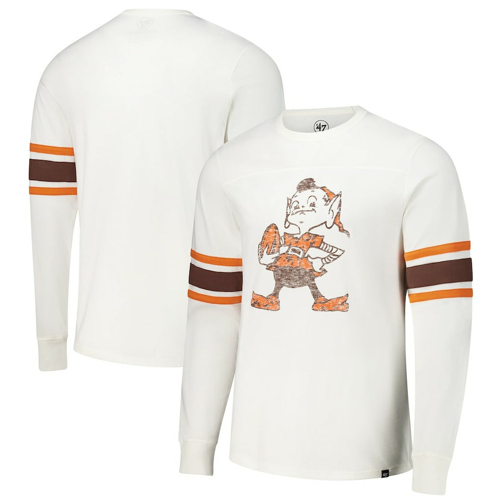 Cleveland Browns '47 Gridiron Throwback Premier Brex Long Sleeve T-Shirt - White - 47 brand