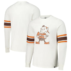 Cleveland Browns '47 Gridiron Throwback Premier Brex Long Sleeve T-Shirt - White - 47 brand