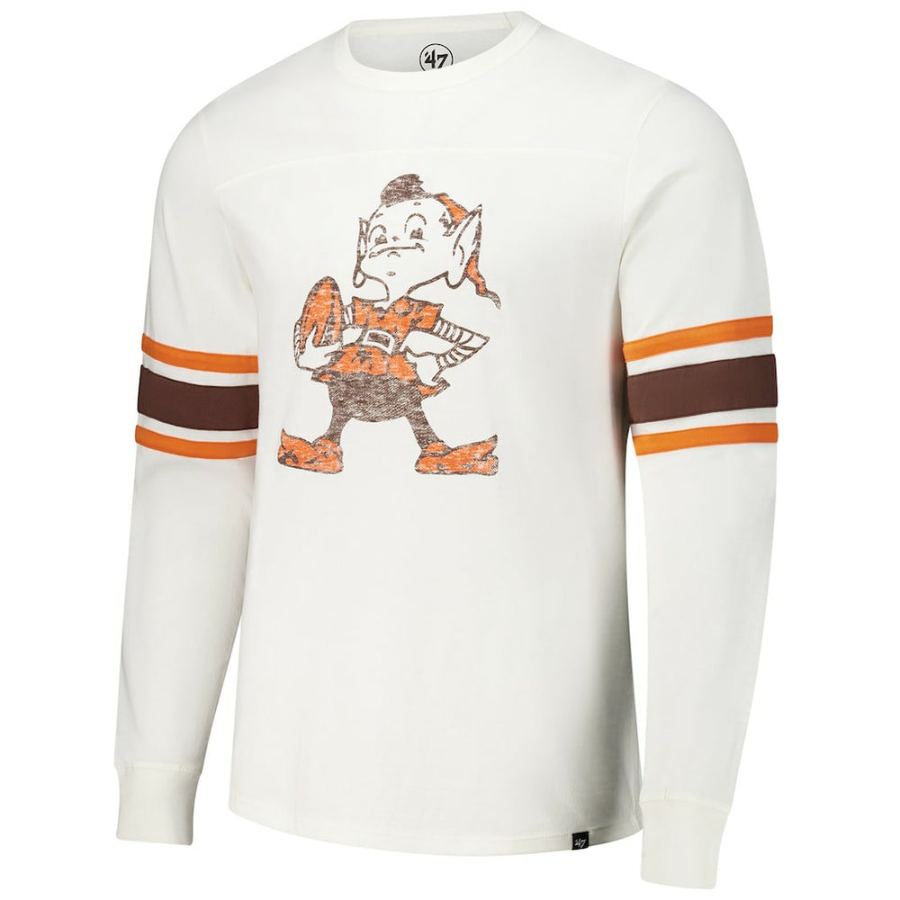 Cleveland Browns '47 Gridiron Throwback Premier Brex Long Sleeve T-Shirt - White - 47 brand