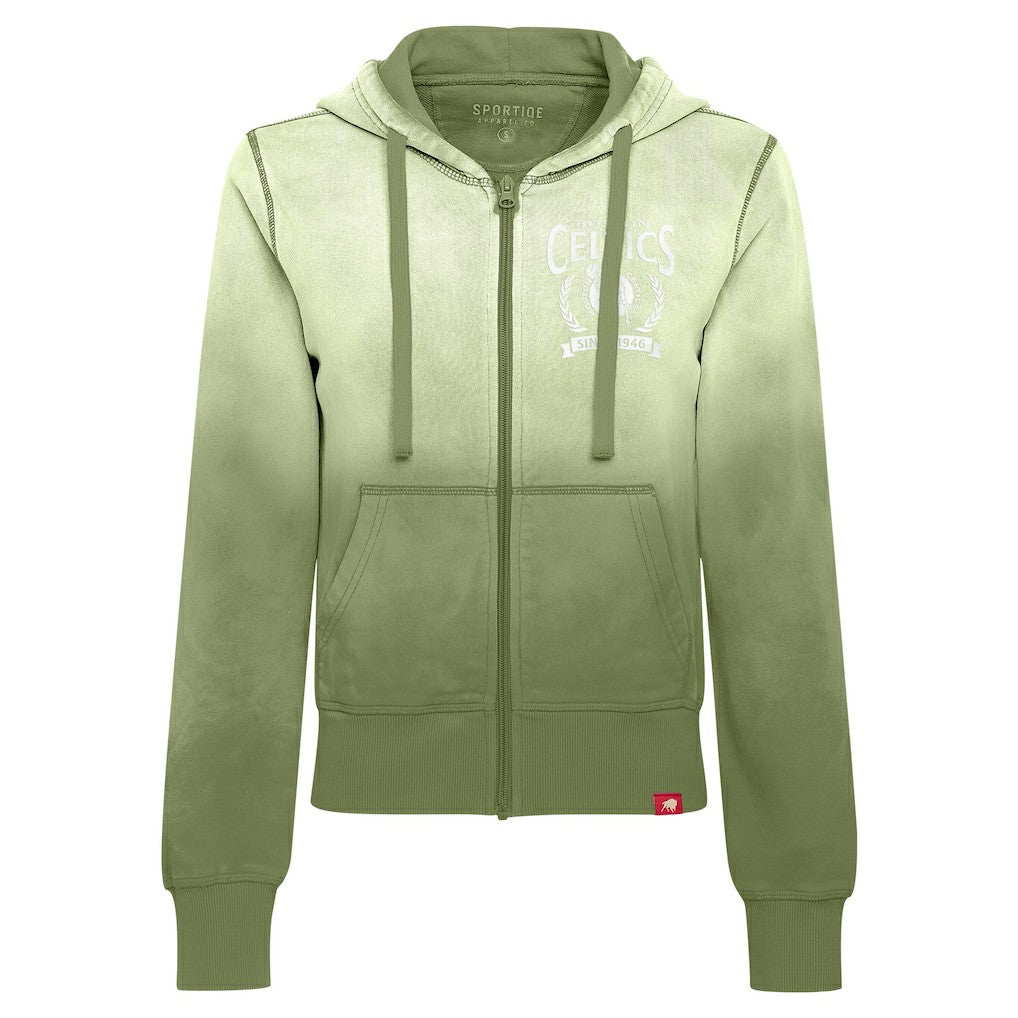 Boston Celtics Sportiqe Women's Carli Sun Fade Full-Zip Hoodie Olive