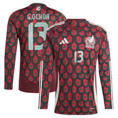 Adidas - Guillermo Ochoa Mexico National Team 2024 Home Replica Player Long Sleeve Jersey - Burgundy