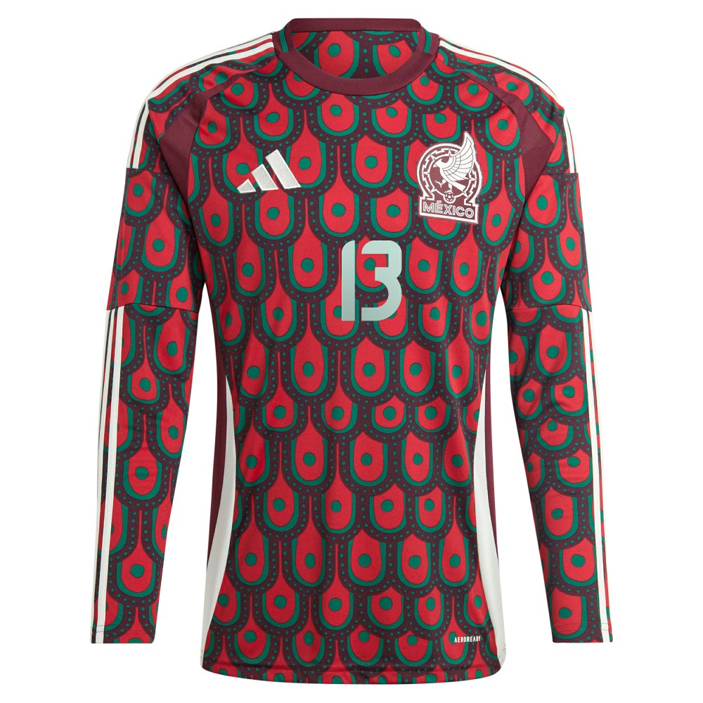 Adidas - Guillermo Ochoa Mexico National Team 2024 Home Replica Player Long Sleeve Jersey - Burgundy