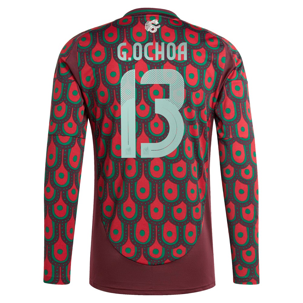 Adidas - Guillermo Ochoa Mexico National Team 2024 Home Replica Player Long Sleeve Jersey - Burgundy