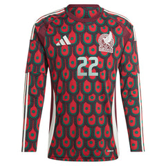 Adidas - Hirving Lozano Mexico National Team 2024 Home Replica Player Long Sleeve Jersey - Burgundy