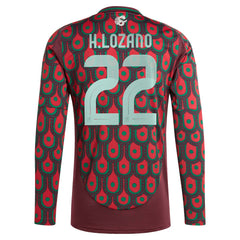 Adidas - Hirving Lozano Mexico National Team 2024 Home Replica Player Long Sleeve Jersey - Burgundy