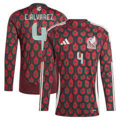 Adidas - Edson Alvarez Mexico National Team 2024 Home Replica Player Long Sleeve Jersey - Burgundy