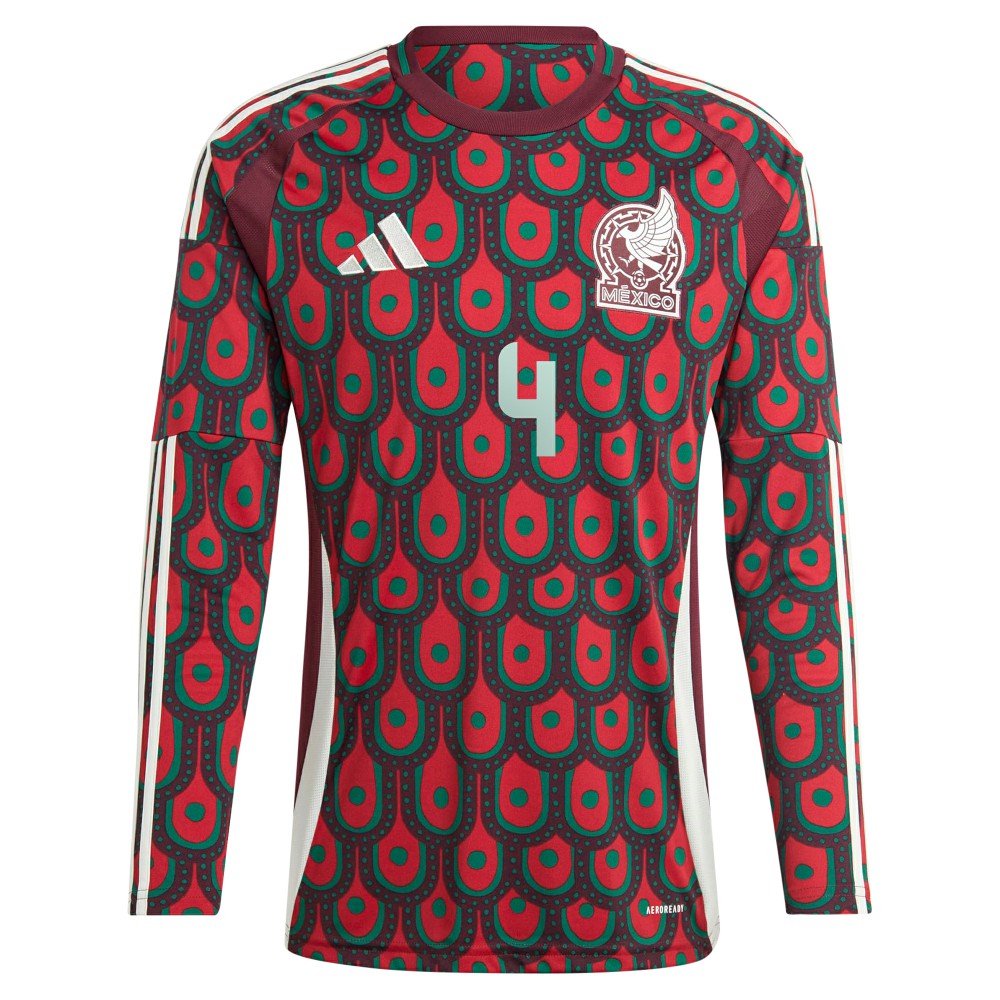 Adidas - Edson Alvarez Mexico National Team 2024 Home Replica Player Long Sleeve Jersey - Burgundy