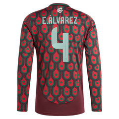 Adidas - Edson Alvarez Mexico National Team 2024 Home Replica Player Long Sleeve Jersey - Burgundy