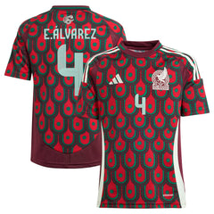 Adidas - Edson Alvarez Mexico National Team Youth 2024 Home Replica Player Jersey - Burgundy