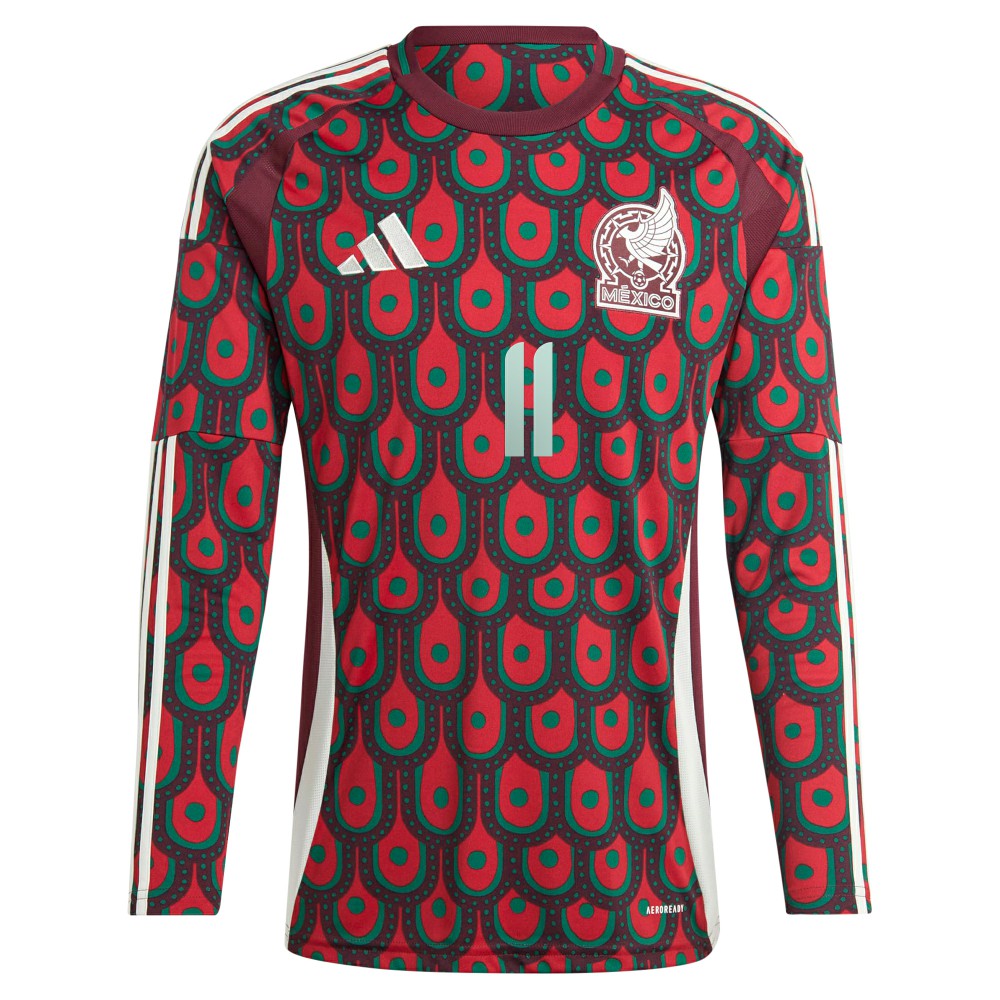 Adidas - Santiago Giménez Mexico National Team 2024 Home Replica Player Long Sleeve Jersey - Burgundy