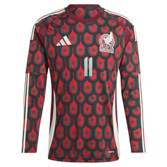 Adidas - Santiago Giménez Mexico National Team 2024 Home Replica Player Long Sleeve Jersey - Burgundy