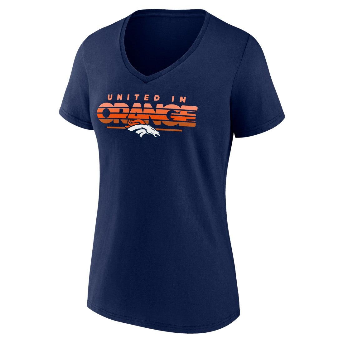 Denver Broncos Women's Defensive Stand V-Neck T-Shirt - Navy - NFL