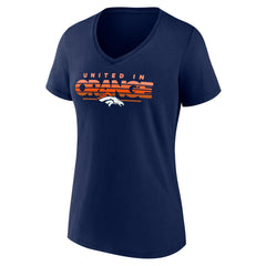 Denver Broncos Women's Defensive Stand V-Neck T-Shirt - Navy - NFL