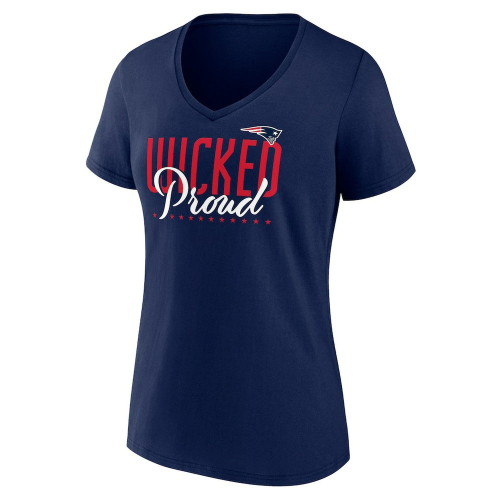 New England Patriots Women's Defensive Stand V-Neck T-Shirt - Navy - NFL