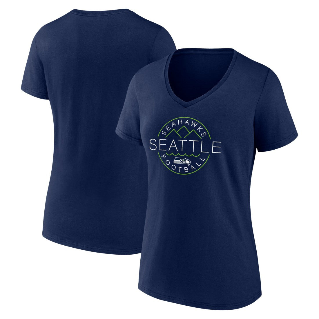 Seattle Seahawks Women's Defensive Stand V-Neck T-Shirt - College Navy - NFL
