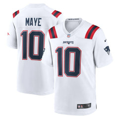 Drake Maye New England Patriots Player Game Jersey - White - Nike