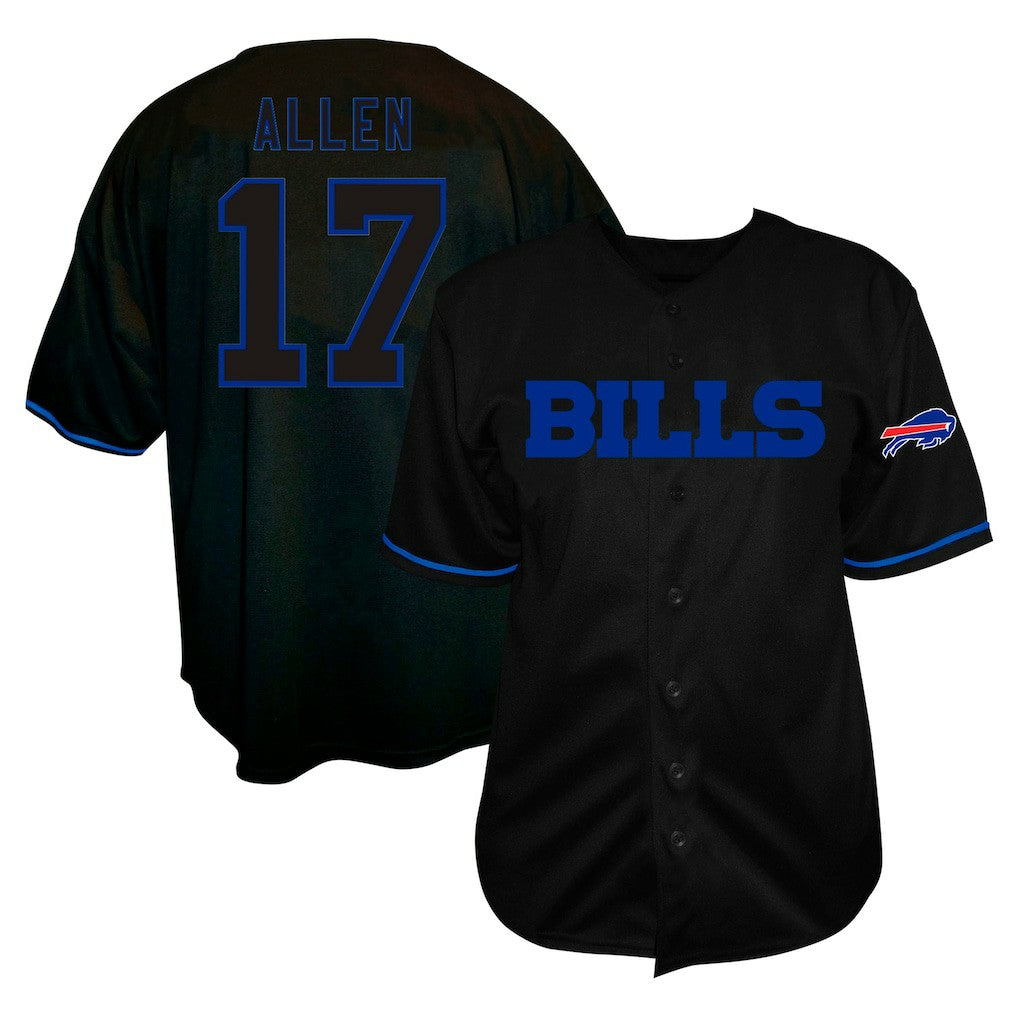 Josh Allen Buffalo Bills Big & Tall Baseball Button-Up Shirt - Black - Fanatics