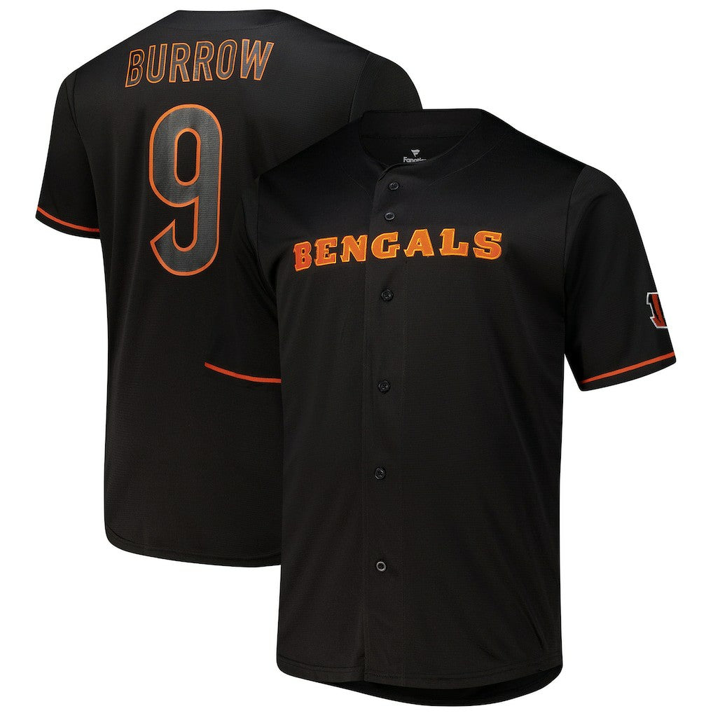 Joe Burrow Cincinnati Bengals Big & Tall Baseball Button-Up Shirt - Black - Fanatics