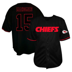 Patrick Mahomes Kansas City Chiefs Big & Tall Baseball Button-Up Shirt - Black - Fanatics