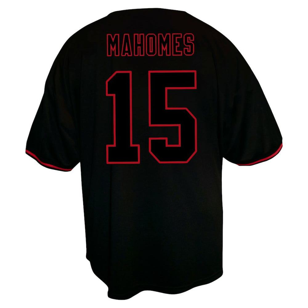 Patrick Mahomes Kansas City Chiefs Big & Tall Baseball Button-Up Shirt - Black - Fanatics