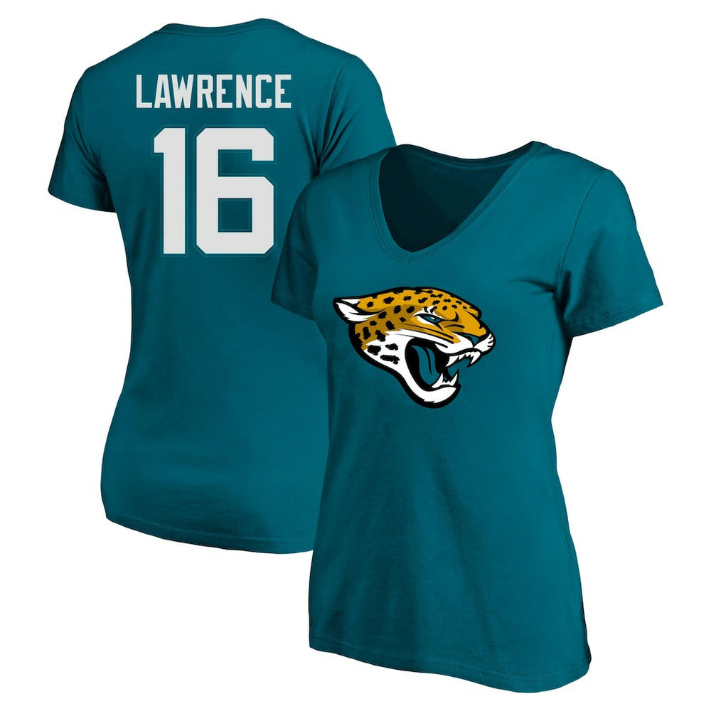 Trevor Lawrence Jacksonville Jaguars Women's Plus Size Fair Catch Name & Number Scoop Neck T-Shirt - Teal - NFL