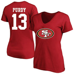 Brock Purdy San Francisco 49ers Women's Plus Size Fair Catch Name & Number Scoop Neck T-Shirt - Scarlet - NFL