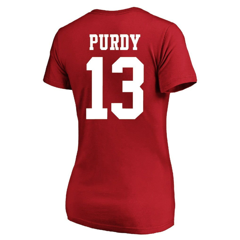 Brock Purdy San Francisco 49ers Women's Plus Size Fair Catch Name & Number Scoop Neck T-Shirt - Scarlet - NFL