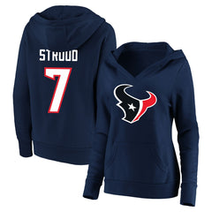 C.J. Stroud Houston Texans Women's Plus Size Player Name & Number V-Neck Pullover Hoodie - Navy - Fanatics