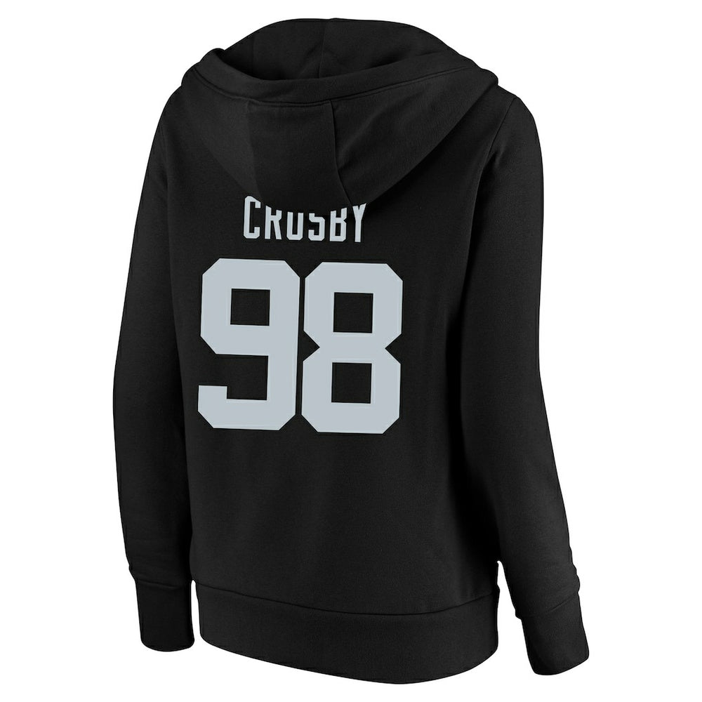Maxx Crosby Las Vegas Raiders Women's Plus Size Player Name & Number V-Neck Pullover Hoodie - Black - Fanatics