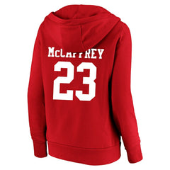 Christian McCaffrey San Francisco 49ers Women's Plus Size Player Name & Number V-Neck Pullover Hoodie - Scarlet - Fanatics