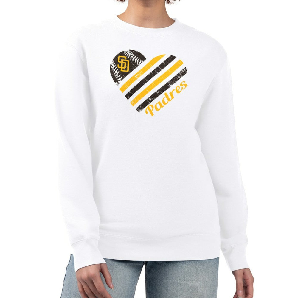 San Diego Padres G-III 4Her by Carl Banks Women's Heart Logo Fleece Pullover Sweatshirt Discount