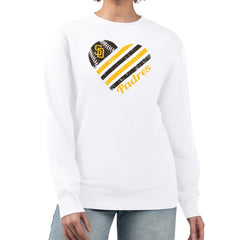 San Diego Padres G-III 4Her by Carl Banks Women's Heart Logo Fleece Pullover Sweatshirt Discount