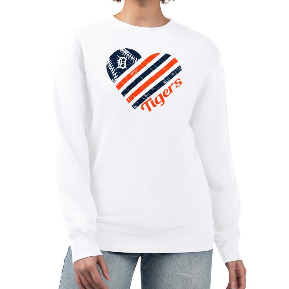 Detroit Tigers G-III 4Her by Carl Banks Women's Heart Logo Fleece Pullover Sweatshirt Online