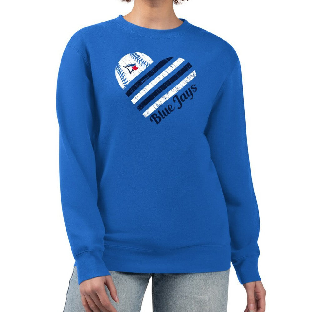 Toronto Blue Jays G-III 4Her by Carl Banks Women's Heart Logo Fleece Pullover Sweatshirt Discount
