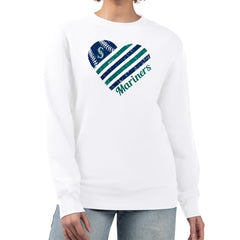 Seattle Mariners G-III 4Her by Carl Banks Women's Heart Logo Fleece Pullover Sweatshirt Discount