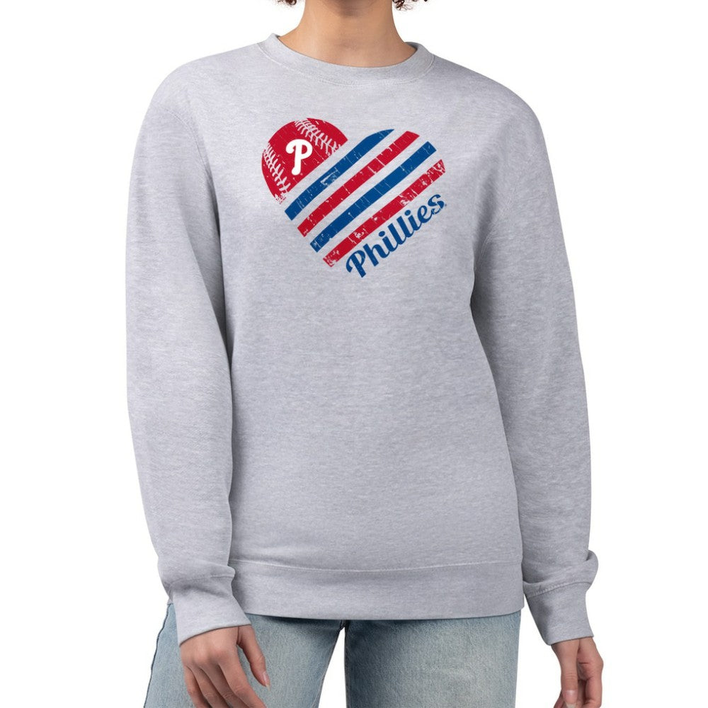 Philadelphia Phillies G-III 4Her by Carl Banks Women's Heart Logo Fleece Pullover Sweatshirt Sale