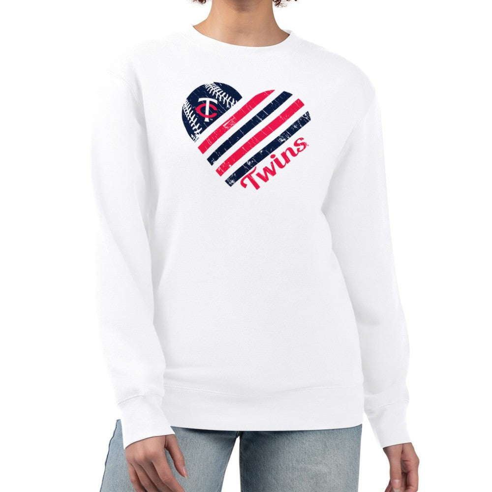 Minnesota Twins G-III 4Her by Carl Banks Women's Heart Logo Fleece Pullover Sweatshirt Outlet