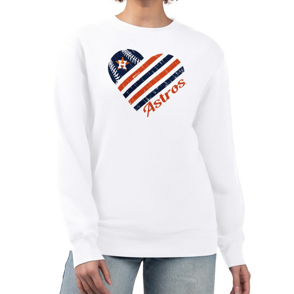 Houston Astros G-III 4Her by Carl Banks Women's Heart Logo Fleece Pullover Sweatshirt Sale