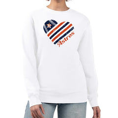 Houston Astros G-III 4Her by Carl Banks Women's Heart Logo Fleece Pullover Sweatshirt Sale