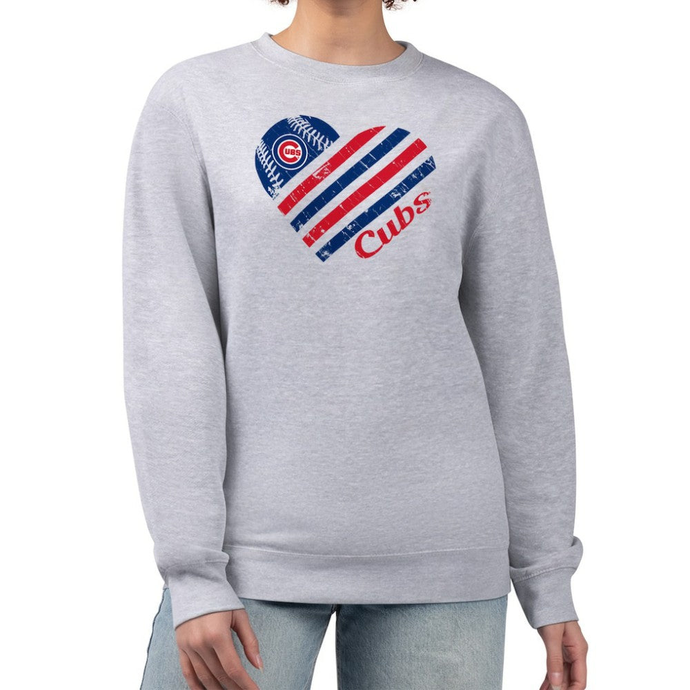 Chicago Cubs G-III 4Her by Carl Banks Women's Heart Logo Fleece Pullover Sweatshirt Discount