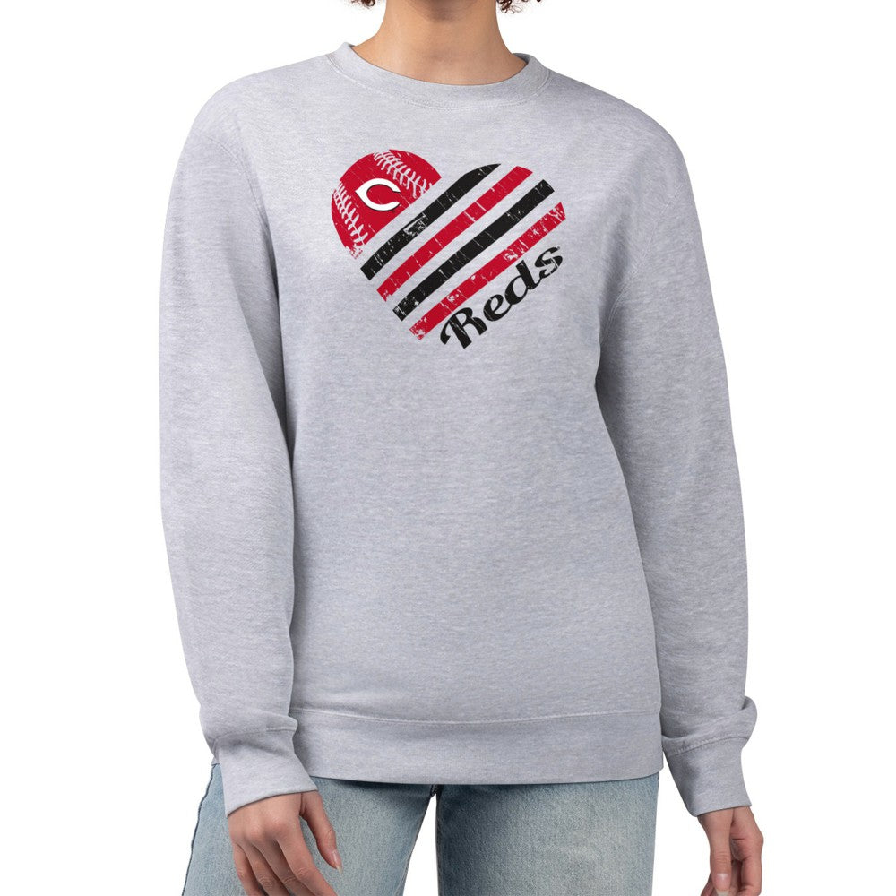 Cincinnati Reds G-III 4Her by Carl Banks Women's Heart Logo Fleece Pullover Sweatshirt for sale
