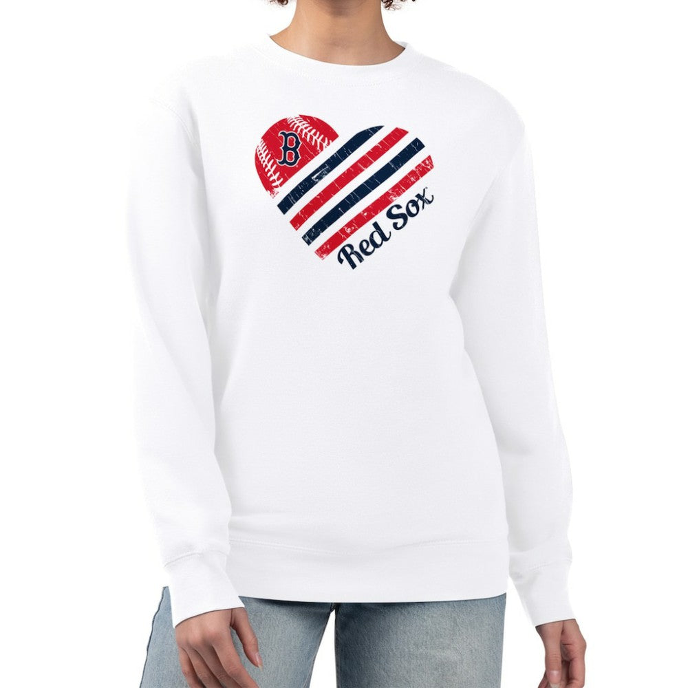 Boston Red Sox G-III 4Her by Carl Banks Women's Heart Logo Fleece Pullover Sweatshirt Discount