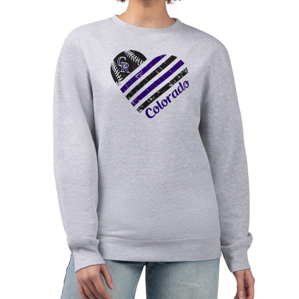 Colorado Rockies G-III 4Her by Carl Banks Women's Heart Logo Fleece Pullover Sweatshirt Sale